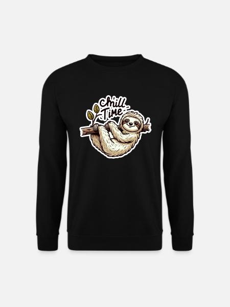 Chill Time - Sloth Illustration - Unisex Sweatshirt - black