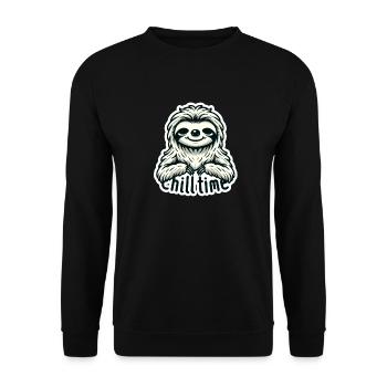 Chill Time - Illustration du paresseux - Sweat-shirt Unisexe - noir - Devant - Alina (178cm) & Michal (187cm)