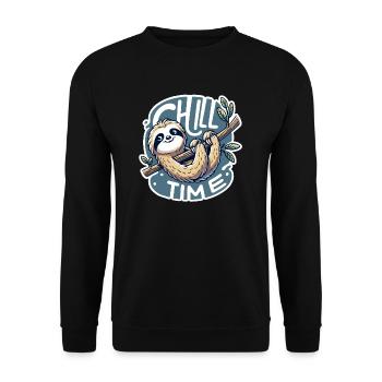 Chill Time - Illustration du paresseux - Sweat-shirt Unisexe - noir - Devant - Alina (178cm) & Michal (187cm)