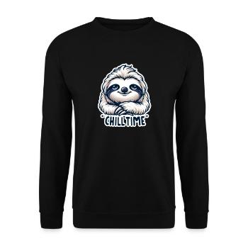 Chill Time - Illustration du paresseux - Sweat-shirt Unisexe - noir - Devant - Alina (178cm) & Michal (187cm)