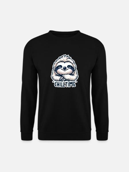Chill Time - Sloth Illustration - Unisex Sweatshirt - black