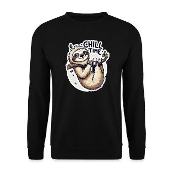 Chill Time - Illustration du paresseux - Sweat-shirt Unisexe - noir - Devant - Alina (178cm) & Michal (187cm)
