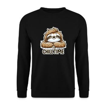 Chill Time - Illustration du paresseux - Sweat-shirt Unisexe - noir - Devant - Alina (178cm) & Michal (187cm)
