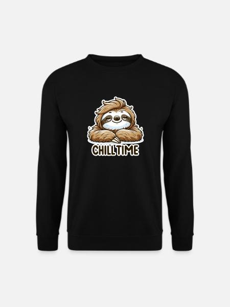 Chill Time - Sloth Illustration - Unisex Sweatshirt - black