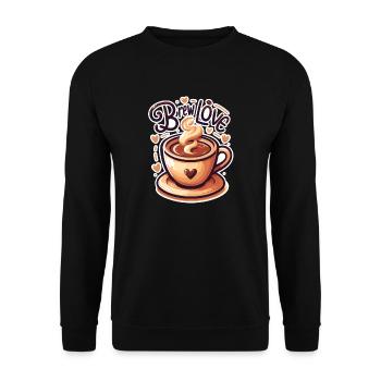 Brew Love - Coffee Cup Illustration - Unisex Sweatshirt - black - Front - Alina (178cm) & Michal (187cm)
