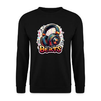 Ressentez les rythmes - Illustration d'un casque - Sweat-shirt Unisexe - noir - Devant - Alina (178cm) & Michal (187cm)