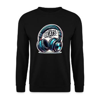 Feel the Beats - Illustration au casque - Sweat-shirt Unisexe - noir - Devant - Alina (178cm) & Michal (187cm)