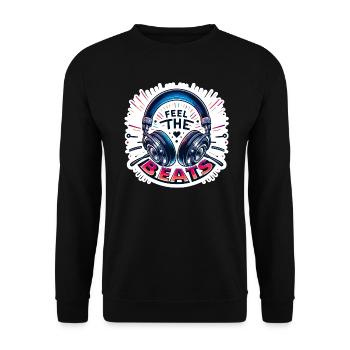 Ressentez les rythmes - Illustration d'un casque - Sweat-shirt Unisexe - noir - Devant - Alina (178cm) & Michal (187cm)
