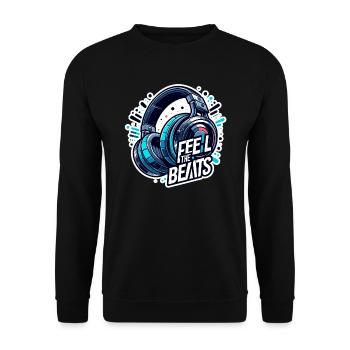 Ressentez les rythmes - Illustration d'un casque - Sweat-shirt Unisexe - noir - Devant - Alina (178cm) & Michal (187cm)