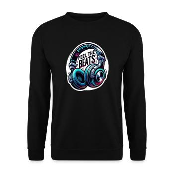 Ressentez les rythmes - Illustration d'un casque - Sweat-shirt Unisexe - noir - Devant - Alina (178cm) & Michal (187cm)