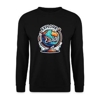 Explorez la Terre - Illustration de la Terre - Sweat-shirt Unisexe - noir - Devant - Alina (178cm) & Michal (187cm)