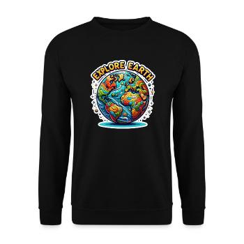 Explorez la Terre - Illustration de la Terre - Sweat-shirt Unisexe - noir - Devant - Alina (178cm) & Michal (187cm)