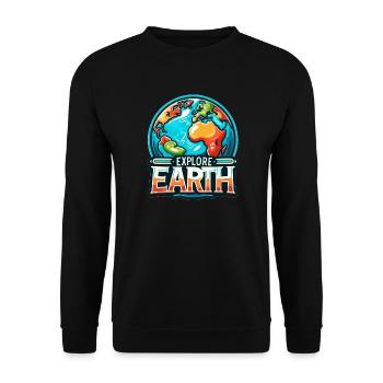 Explorez la Terre - Illustration de la Terre - Sweat-shirt Unisexe - noir - Devant - Alina (178cm) & Michal (187cm)