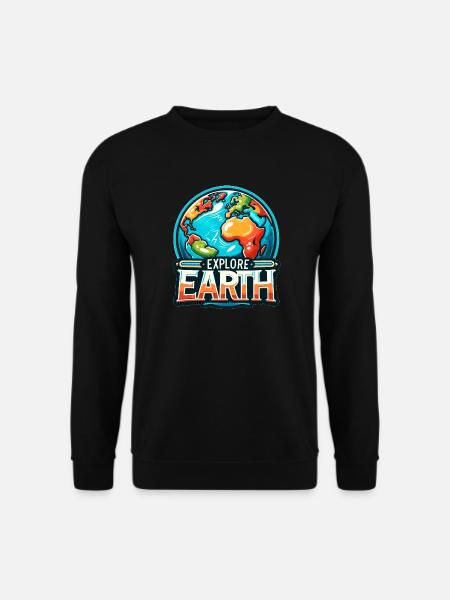 Explore Earth - Erde Illustration - Unisex Pullover - Schwarz