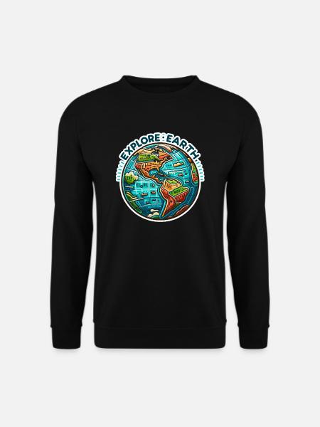Explore Earth - Erde Illustration - Unisex Sweatshirt - black