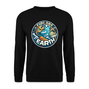 Explorez la Terre - Illustration de la Terre - Sweat-shirt Unisexe - noir - Devant - Alina (178cm) & Michal (187cm)