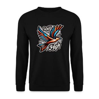 Soar High - Vogel Illustration - Unisex Pullover - Schwarz - Vorne - Alina (178cm) & Michal (187cm)