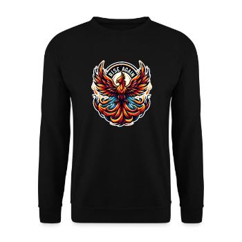 Rise Again - Phönix Illustration - Unisex Pullover - Schwarz - Vorne - Alina (178cm) & Michal (187cm)