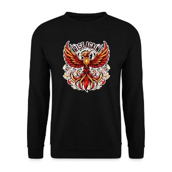 Rise Again - Phönix Illustration - Unisex Pullover - Schwarz - Vorne - Alina (178cm) & Michal (187cm)