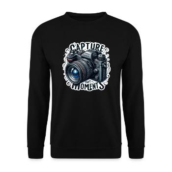 Capturer des moments - Illustration de l’appareil photo - Sweat-shirt Unisexe - noir - Devant - Alina (178cm) & Michal (187cm)