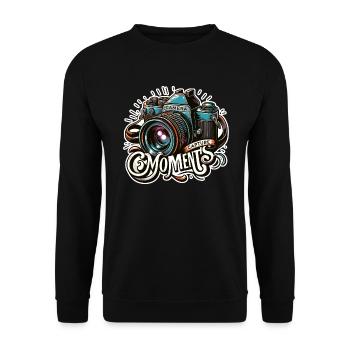 Capturer des moments - Illustration de l’appareil photo - Sweat-shirt Unisexe - noir - Devant - Alina (178cm) & Michal (187cm)
