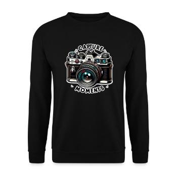 Capturer des moments - Illustration de l’appareil photo - Sweat-shirt Unisexe - noir - Devant - Alina (178cm) & Michal (187cm)