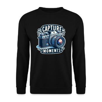 Capturer des moments - Illustration de l’appareil photo - Sweat-shirt Unisexe - noir - Devant - Alina (178cm) & Michal (187cm)