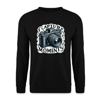 Capturer des moments - Illustration de l’appareil photo - Sweat-shirt Unisexe - noir - Devant - Alina (178cm) & Michal (187cm)