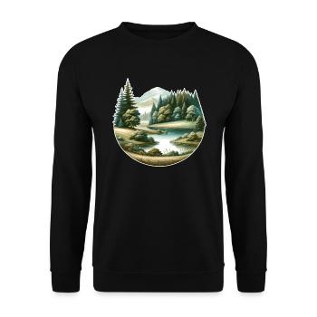 Landscape - Illustration - Unisex Sweatshirt - black - Front - Alina (178cm) & Michal (187cm)