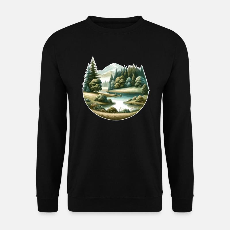 Landschaft - Illustration - Unisex Pullover - Schwarz
