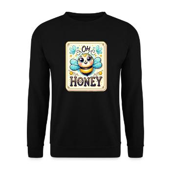 Oh Honey - Bees Illustration - Unisex Sweatshirt - black - Front - Alina (178cm) & Michal (187cm)