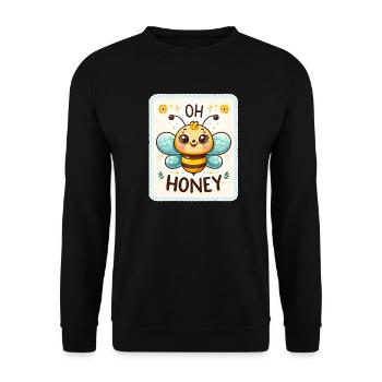 Oh Honey - Bees Illustration - Unisex Sweatshirt - black - Front - Alina (178cm) & Michal (187cm)