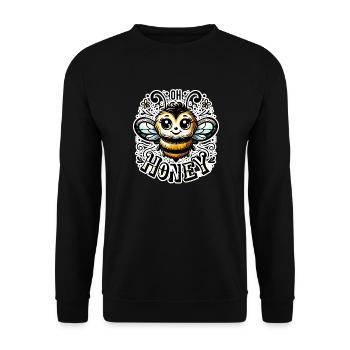 Oh Honey - Bees Illustration - Unisex Sweatshirt - black - Front - Alina (178cm) & Michal (187cm)
