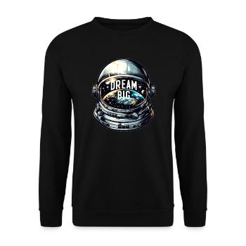 Dream Big - Astronaut Illustration - Unisex Pullover - Schwarz - Vorne - Alina (178cm) & Michal (187cm)