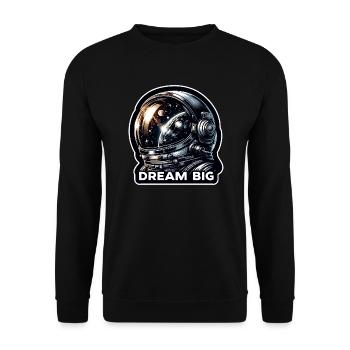 Dream Big - Astronaut Illustration - Unisex Pullover - Schwarz - Vorne - Alina (178cm) & Michal (187cm)