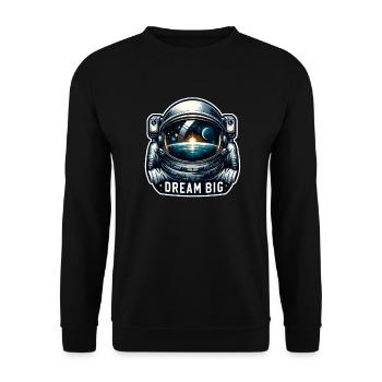 Dream Big - Astronaut Illustration - Unisex Pullover - Schwarz - Vorne - Alina (178cm) & Michal (187cm)