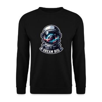 Dream Big - Astronaut Illustration - Unisex Pullover - Schwarz - Vorne - Alina (178cm) & Michal (187cm)