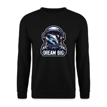 Dream Big - Astronaut Illustration - Unisex Pullover - Schwarz - Vorne - Alina (178cm) & Michal (187cm)