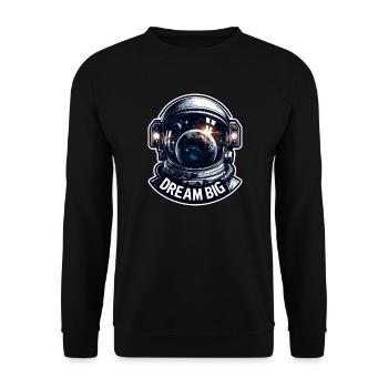 Dream Big - Astronaut Illustration - Unisex Pullover - Schwarz - Vorne - Alina (178cm) & Michal (187cm)
