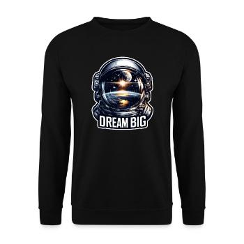 Dream Big - Astronaut Illustration - Unisex Pullover - Schwarz - Vorne - Alina (178cm) & Michal (187cm)