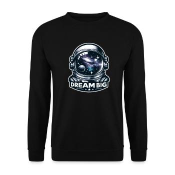 Dream Big - Astronaut Illustration - Unisex Pullover - Schwarz - Vorne - Alina (178cm) & Michal (187cm)