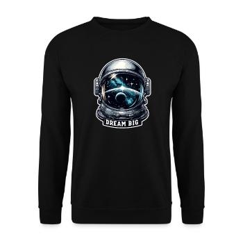 Dream Big - Astronaut Illustration - Unisex Pullover - Schwarz - Vorne - Alina (178cm) & Michal (187cm)
