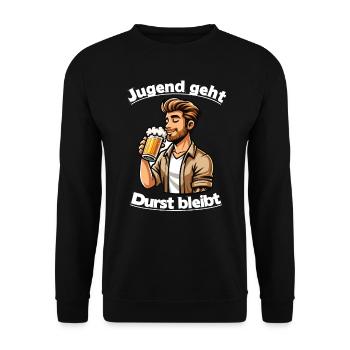 Bier Papa Alterslos Genießen - Unisex Pullover - Schwarz - Vorne - Alina (178cm) & Michal (187cm)