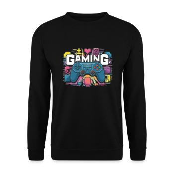 Gaming - Controllers - Unisex Sweatshirt - black - Front - Alina (178cm) & Michal (187cm)