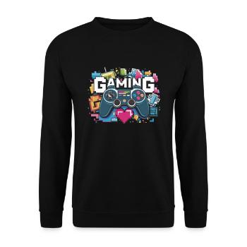 Gaming - Controllers - Unisex Sweatshirt - black - Front - Alina (178cm) & Michal (187cm)