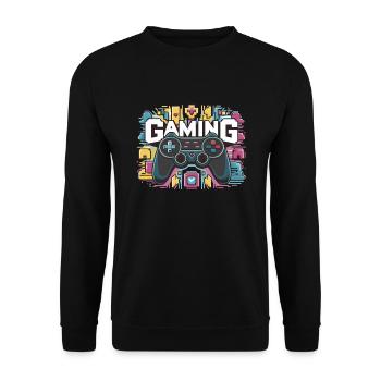 Gaming - Controllers - Unisex Sweatshirt - black - Front - Alina (178cm) & Michal (187cm)