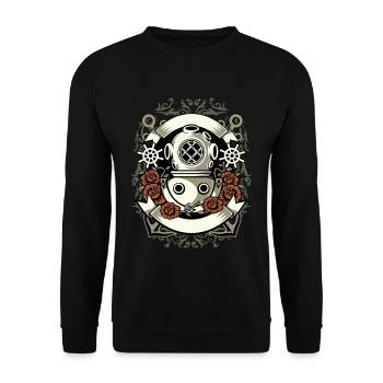 Diver Divers Diving Sea Water Boat Anchor Rose - Unisex Sweatshirt - black - Front - Alina (178cm) & Michal (187cm)