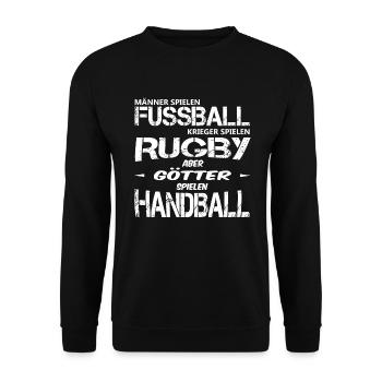 Handball Shirt - Götter spielen Handball - Unisex Pullover - Schwarz - Vorne - Alina (178cm) & Michal (187cm)