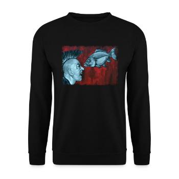 Poisson vs punk - Sweat-shirt Unisexe - noir - Devant - Alina (178cm) & Michal (187cm)
