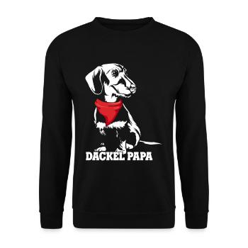 Dackel Papa Hundeliebhaber Dachshund Vatertag Dack - Unisex Pullover - Schwarz - Vorne - Alina (178cm) & Michal (187cm)